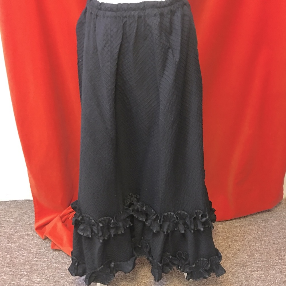 Tachi Castillo vintage 70s ruffle hem Mexican skirt black size m